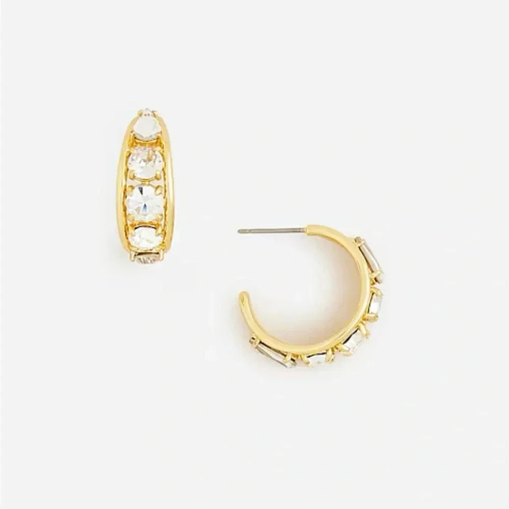 🆕J.Crew Crystal Hoop Earrings - Picture 3 of 16